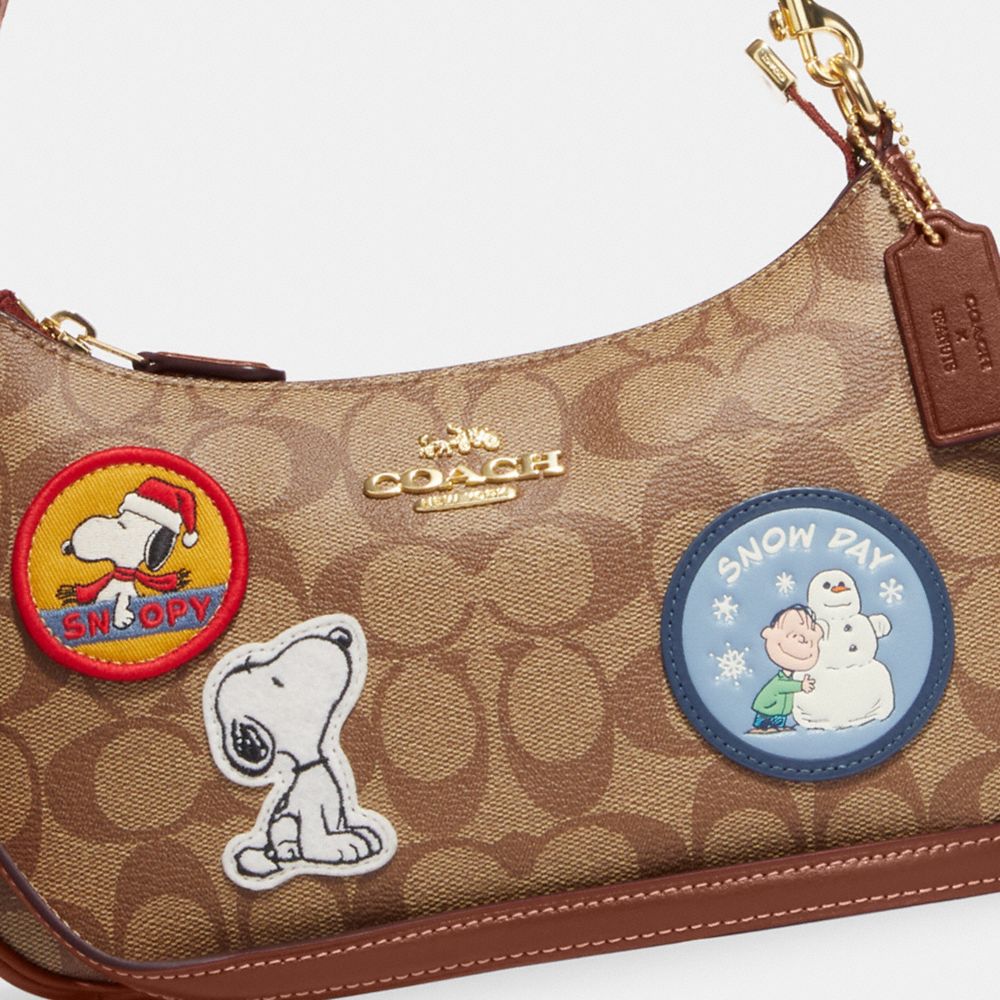 Authentic Coach X Peanuts Teri Shoulder Bag In Signature Canvas