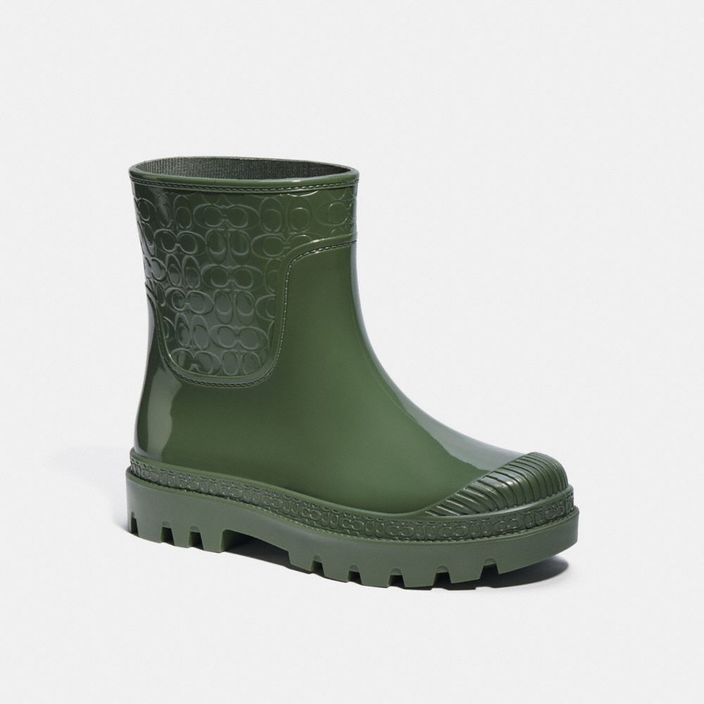 COACH®,MILLIE RAIN BOOTIE,Army Green,Front View image number 0