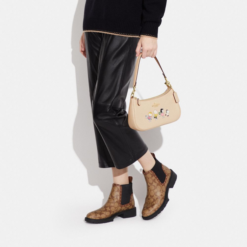 Coach X Peanuts Teri Shoulder Bag In Signature Canvas With Patches