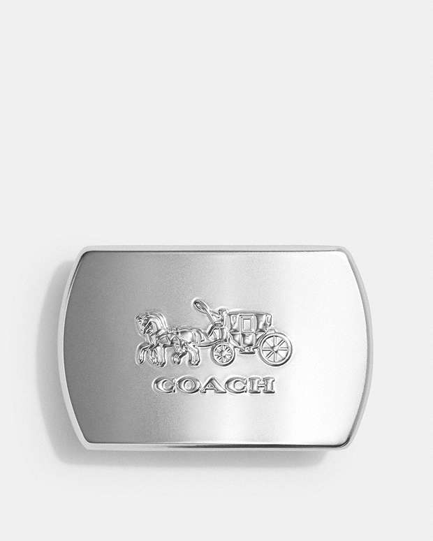 Coach Outlet Boxed Horse and Carriage Plaque Belt Buckle - Grey
