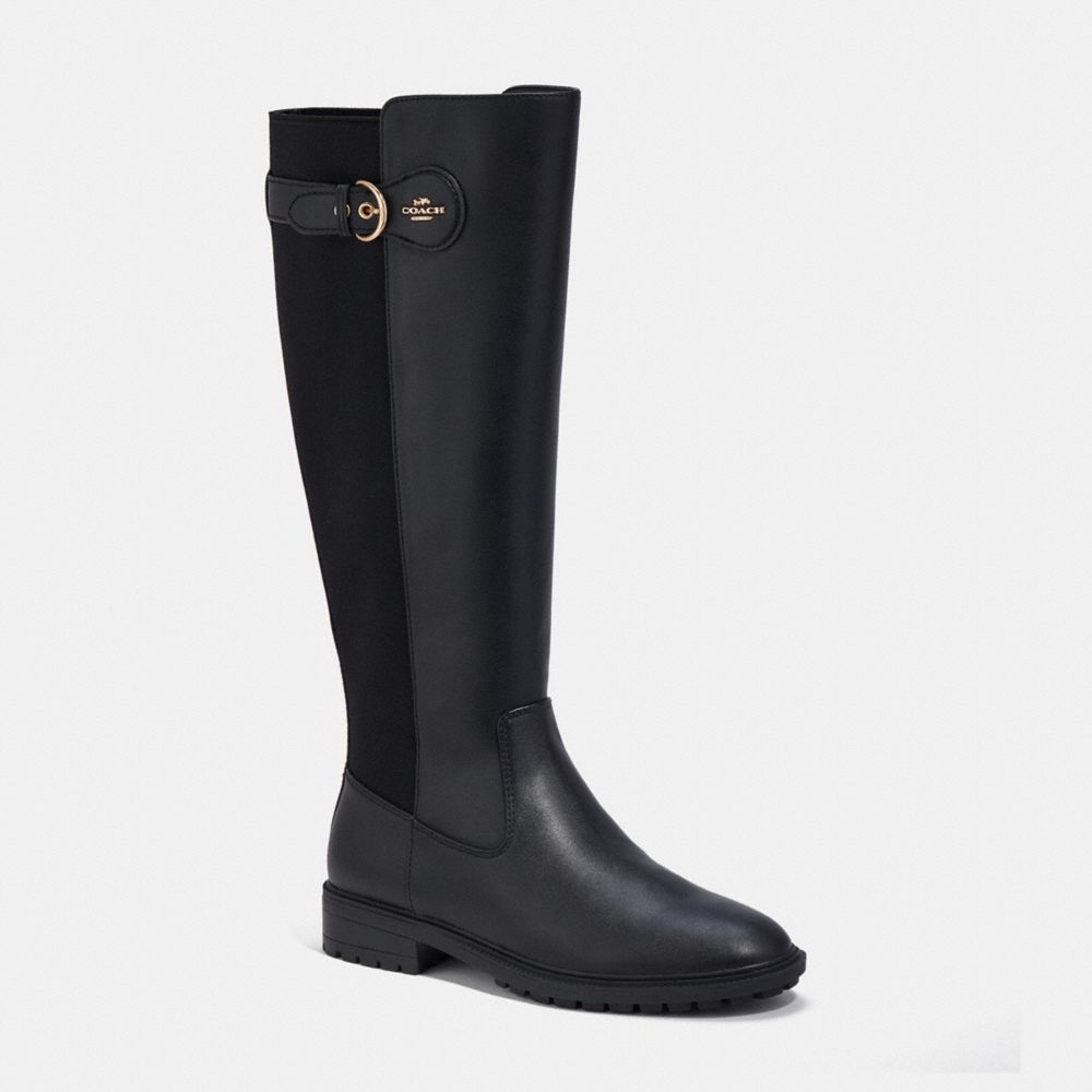 Black Franklin Riding Extended Calf Boot