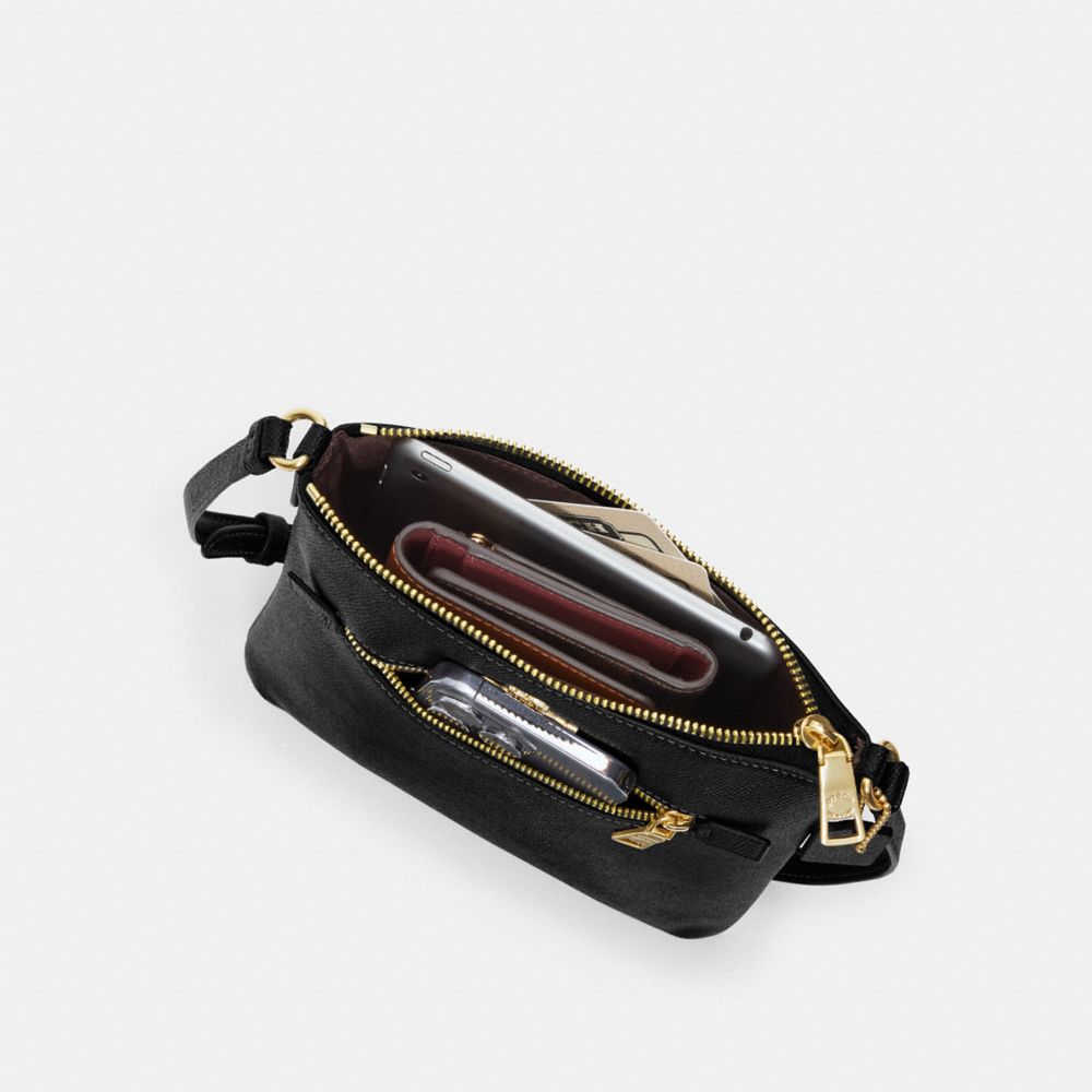 COACH®,Mini Rowan File Bag,Leather,Crossbody,Gold Metal,Casual,Maroon,Inside View, Top View