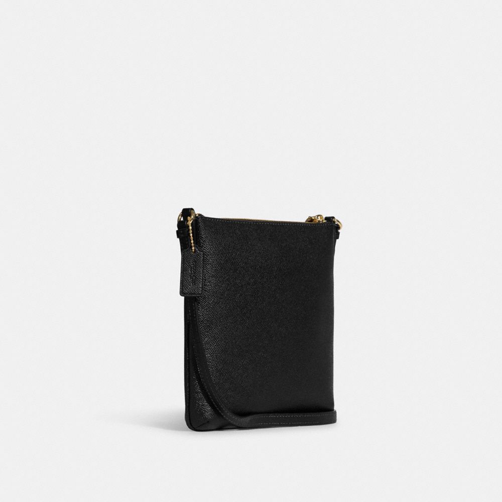 COACH®,MINI ROWAN FILE BAG,Crossgrain Leather,Anniversary,Gold/Black,Angle View