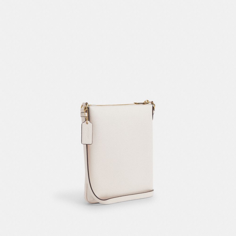 COACH®,MINI ROWAN FILE BAG,Crossgrain Leather,Small,Anniversary,Gold/Chalk,Angle View