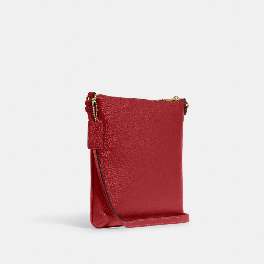 COACH®,MINI ROWAN FILE BAG,Crossgrain Leather,Anniversary,Gold/1941 Red,Angle View