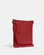 COACH®,MINI ROWAN FILE BAG,Crossgrain Leather,Small,Anniversary,Gold/1941 Red,Angle View
