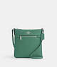 COACH®,MINI ROWAN FILE BAG,Crossgrain Leather,Small,Anniversary,Silver/Bright Green,Front View