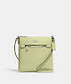 COACH®,MINI ROWAN FILE BAG,Crossgrain Leather,Small,Anniversary,Silver/Pale Lime,Front View