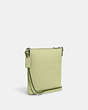 COACH®,MINI ROWAN FILE BAG,Crossgrain Leather,Small,Anniversary,Silver/Pale Lime,Angle View