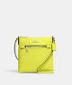 COACH®,MINI ROWAN FILE BAG,Crossgrain Leather,Small,Anniversary,Silver/Bright Yellow,Front View
