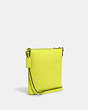 COACH®,MINI ROWAN FILE BAG,Crossgrain Leather,Small,Anniversary,Silver/Bright Yellow,Angle View