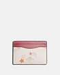 COACH®,CARD CASE WITH SHOOTING STAR PRINT,Printed Coated Canvas,Gold/Chalk Multi,Front View