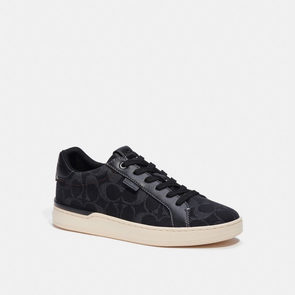COACH®,LOWLINE LOW TOP SNEAKER IN SIGNATURE DENIM,Black,Front View image number 0