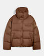 COACH®,SHORT PUFFER JACKET,Polyamide,Brown,Front View