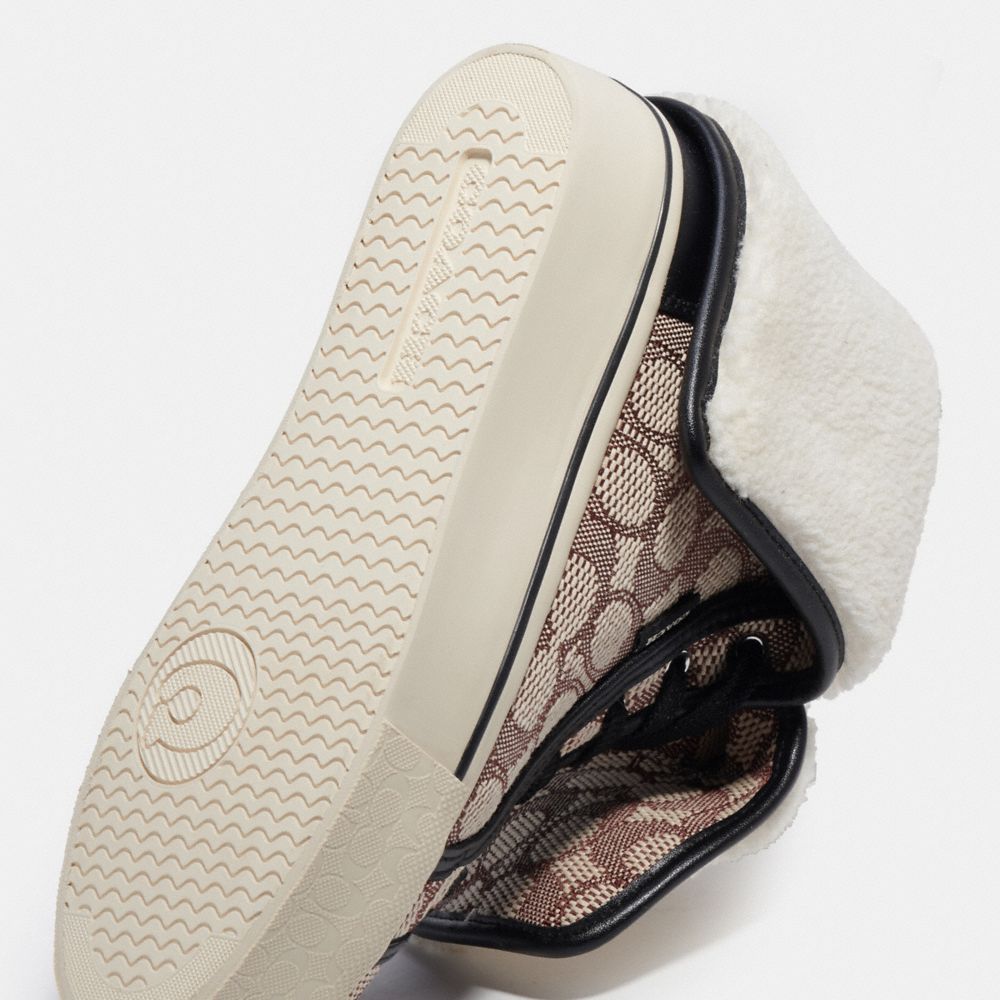 COACH®,Citysole Foldover High Top Platform Sneaker In Signature Jacquard,,Closer View