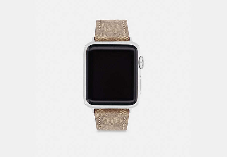 COACH®,APPLE WATCH® STRAP, 38MM AND 40MM,Signature Coated Canvas,Khaki,Front View