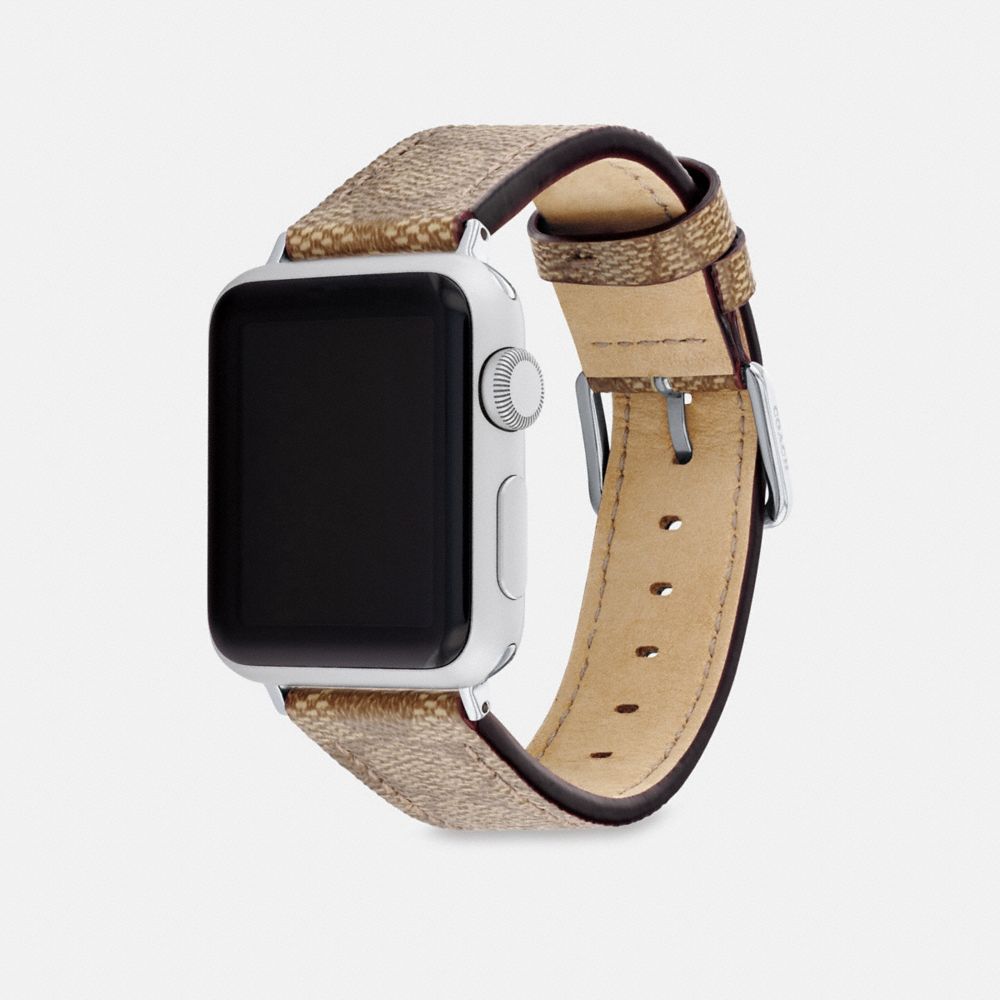 COACH®,APPLE WATCH® STRAP, 38MM AND 40MM,Khaki,Angle View