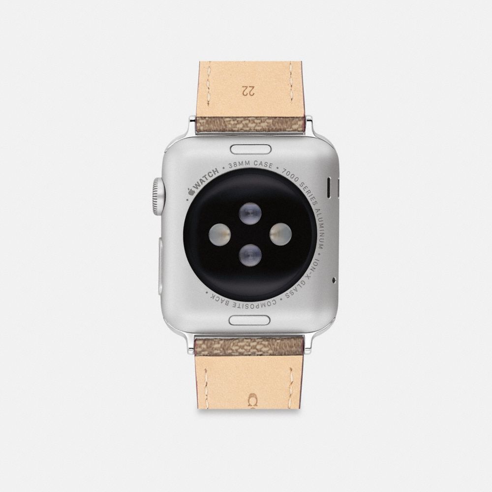 COACH®,BRACELET APPLE WATCH®, 38 MM ET 40 MM,Toile enduite emblématique,KAKI,Back View