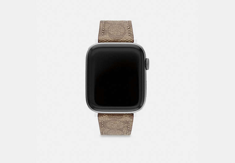 COACH®,APPLE WATCH® STRAP, 42MM AND 44MM,Signature Coated Canvas,Khaki,Front View