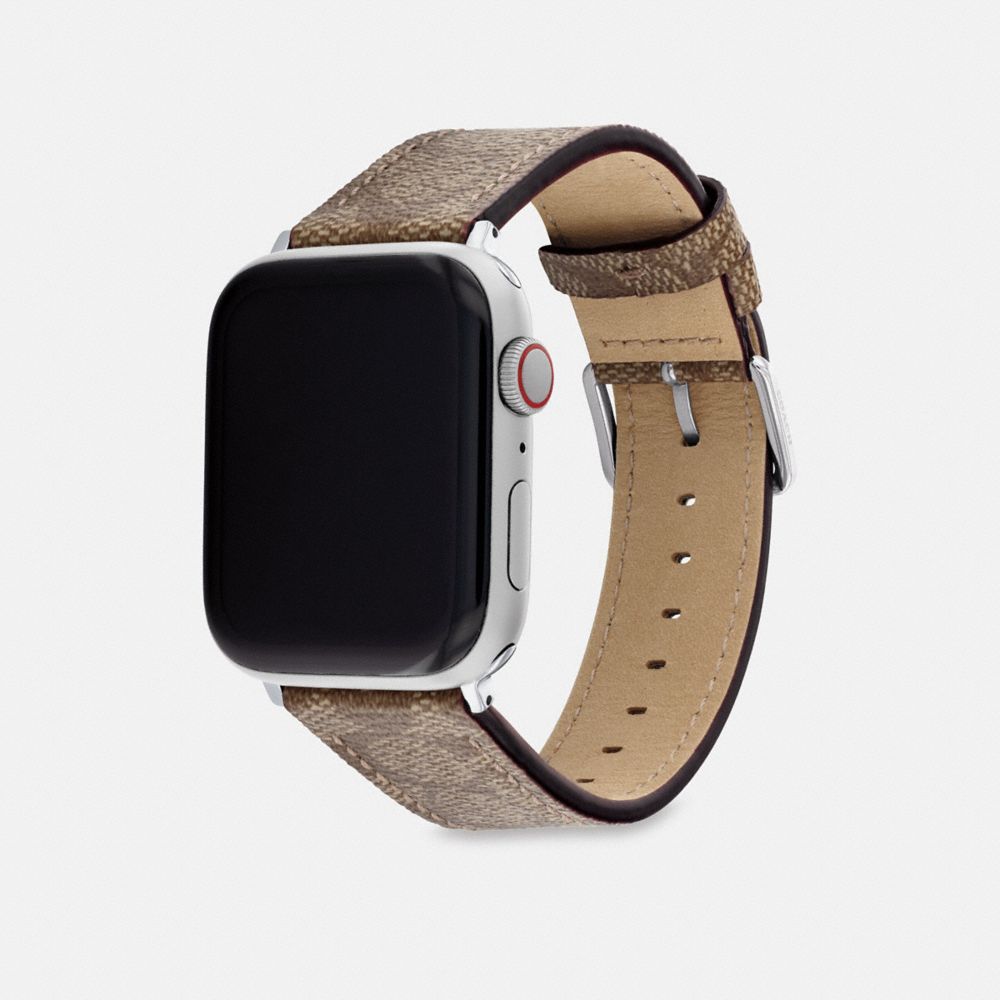 COACH®,APPLE WATCH® STRAP, 42MM AND 44MM,Khaki,Angle View
