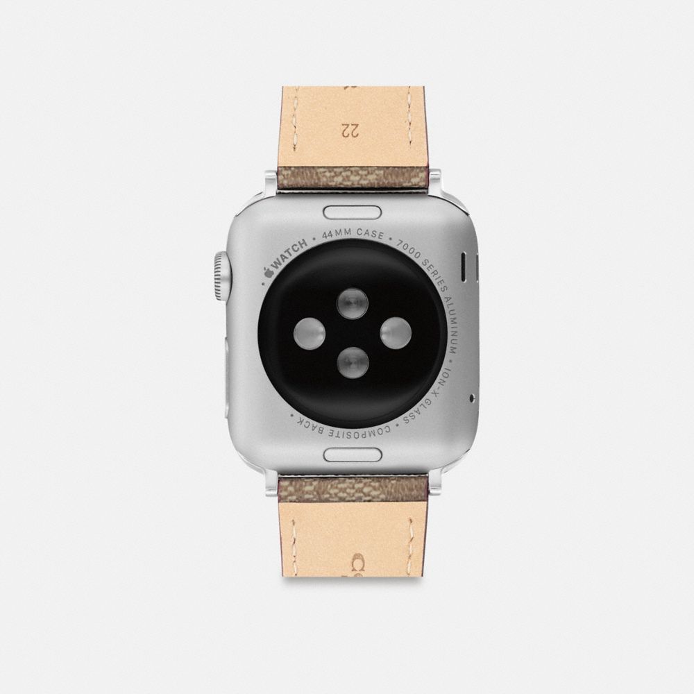 COACH®,BRACELET APPLE WATCH®, 42 MM ET 44 MM,La toile enduite Signature de Coach,KAKI,Back View