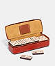 COACH®,BOXED DOMINO SET,Mini,Brass/Red Sand,Front View