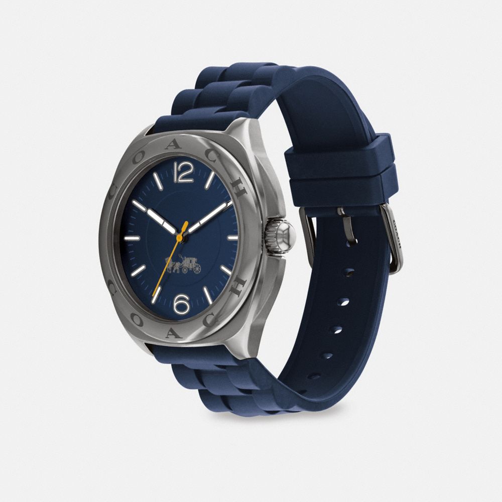 COACH®,FLIP WATCH, 41MM,Navy,Angle View