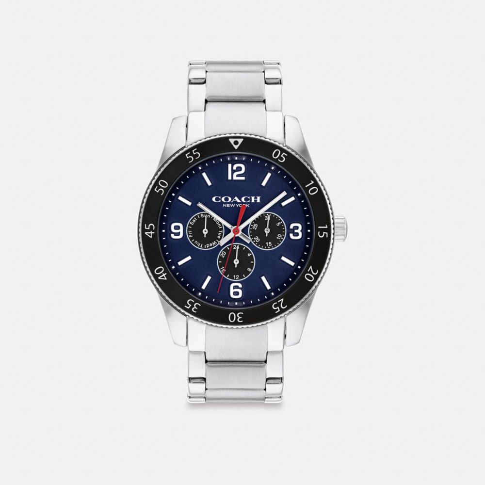 COACH®,MONTRE CASEY, 42 MM,Acier inoxydable,Noir,Front View