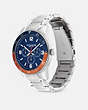 COACH®,CASEY WATCH, 42MM,Stainless Steel,Navy/Orange,Angle View