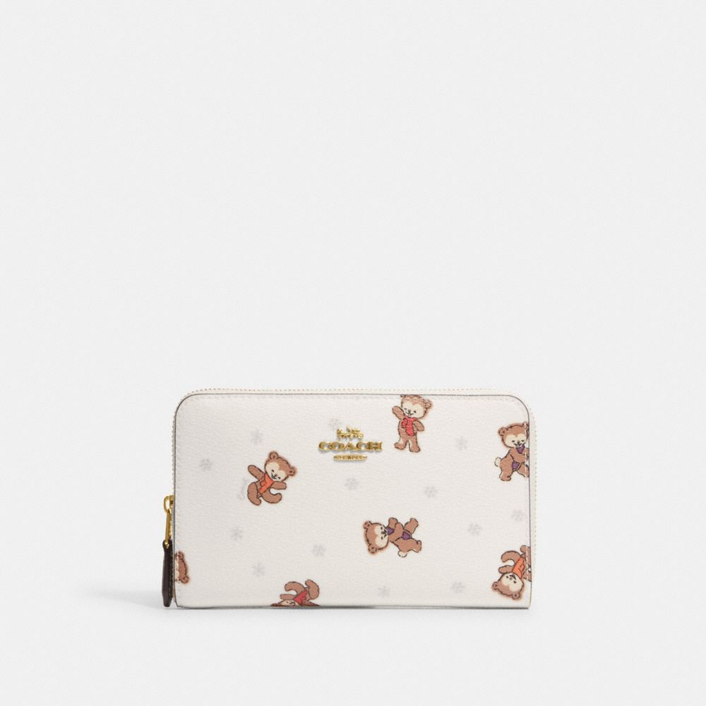 Coach Medium Corner Zip Wallet With Bear Snowflake Print White Size One  Size - $125 (45% Off Retail) - From Emily