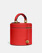 COACH®,BOXED JEWELRY BOX,Glovetanned Leather,Mini,Brass/Sport Red,Back View