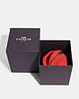 COACH®,BOXED JEWELRY BOX,Glovetanned Leather,Mini,Brass/Sport Red,Front View