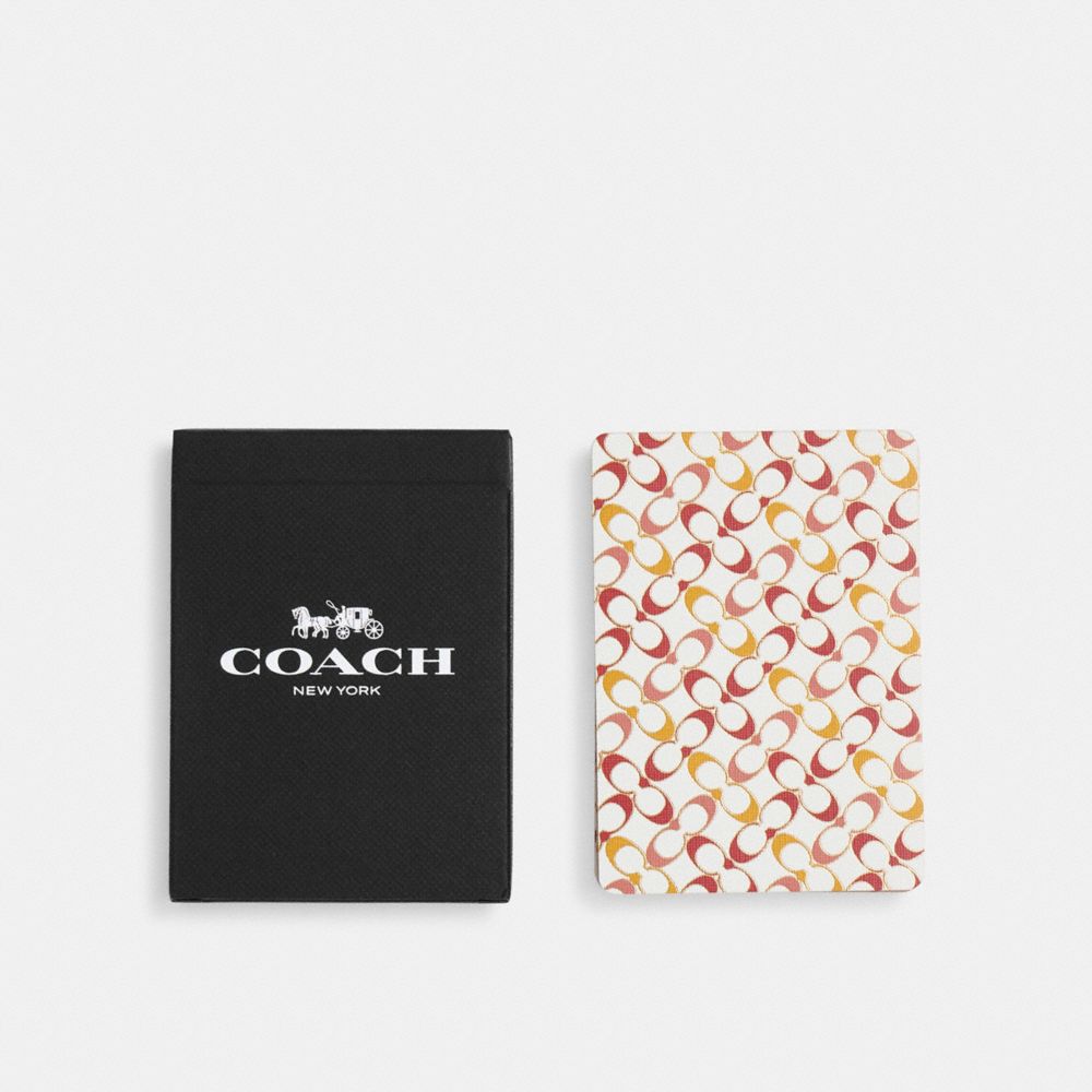 COACH®,CARTES À JOUER SIGNATURE,Noisette/Rouge sport multi,Back View