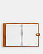 COACH®,NOTEBOOK WITH REXY,Glovetanned Leather,Brass/Hazelnut,Inside View,Top View
