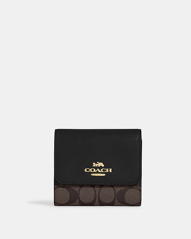 COACH® | Small Trifold Wallet In Blocked Signature Canvas