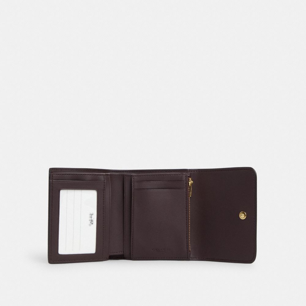 Coach Small Trifold Wallet In Blocked Signature Canvas