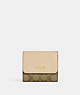 COACH®,SMALL TRIFOLD WALLET IN BLOCKED SIGNATURE CANVAS,Signature Coated Canvas,Mini,Im/Khaki/Ivory,Front View