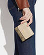 COACH®,SMALL TRIFOLD WALLET IN BLOCKED SIGNATURE CANVAS,Signature Coated Canvas,Mini,Im/Khaki/Ivory,Detail View