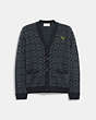 COACH®,REXY CARDIGAN SWEATER,wool,Rexy,Charcoal Sig C,Front View
