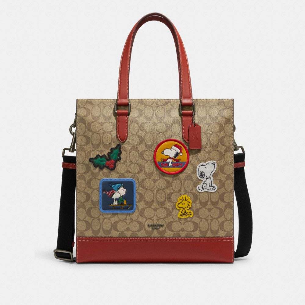 COACH®  Coach X Peanuts Graham Structured Tote In Signature Canvas With  Patches