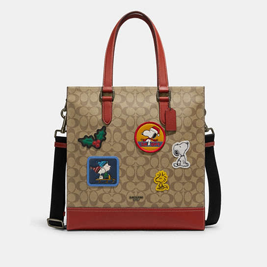 COACH®  Coach X Peanuts Graham Structured Tote In Signature Canvas With  Patches