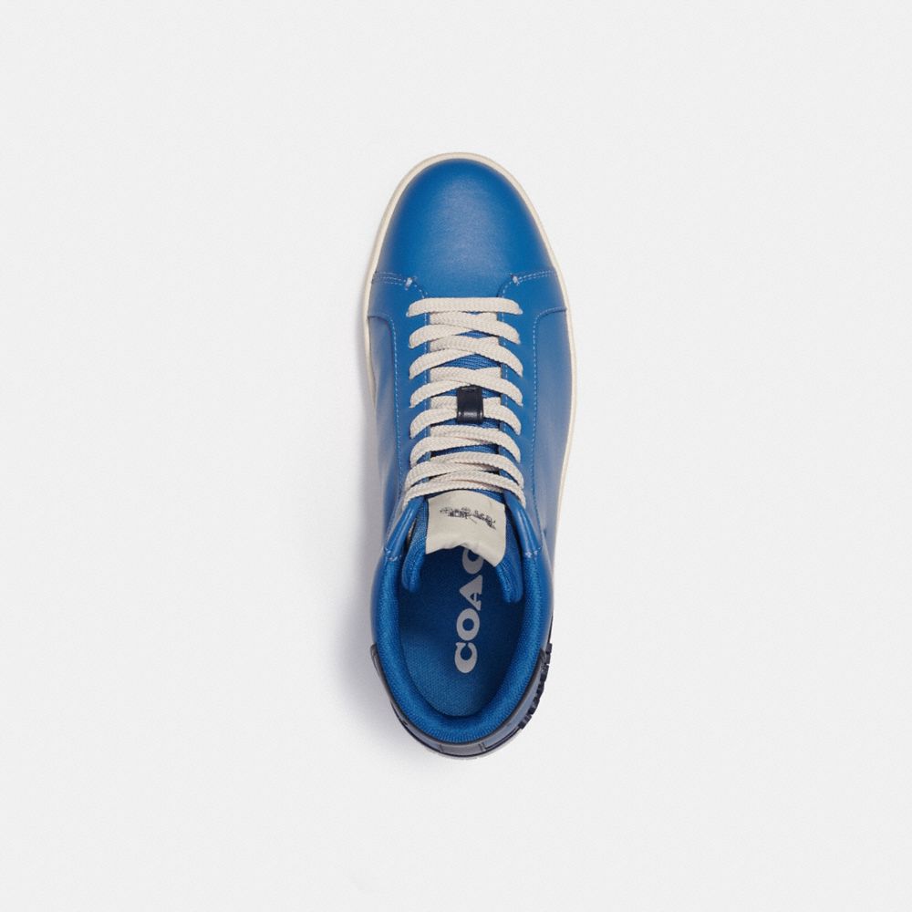 COACH®,CLIP HIGH TOP SNEAKER WITH RETRO SIGNATURE,Sky Blue Leather,Inside View,Top View