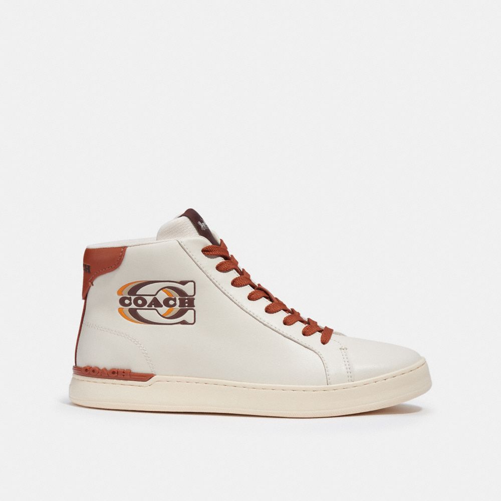 COACH®,Clip High Top Sneaker With Retro Signature,,Angle View