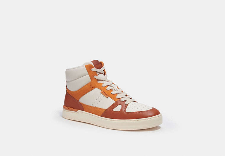COACH®,CLIP COURT HIGH TOP SNEAKER,Clementine,Front View