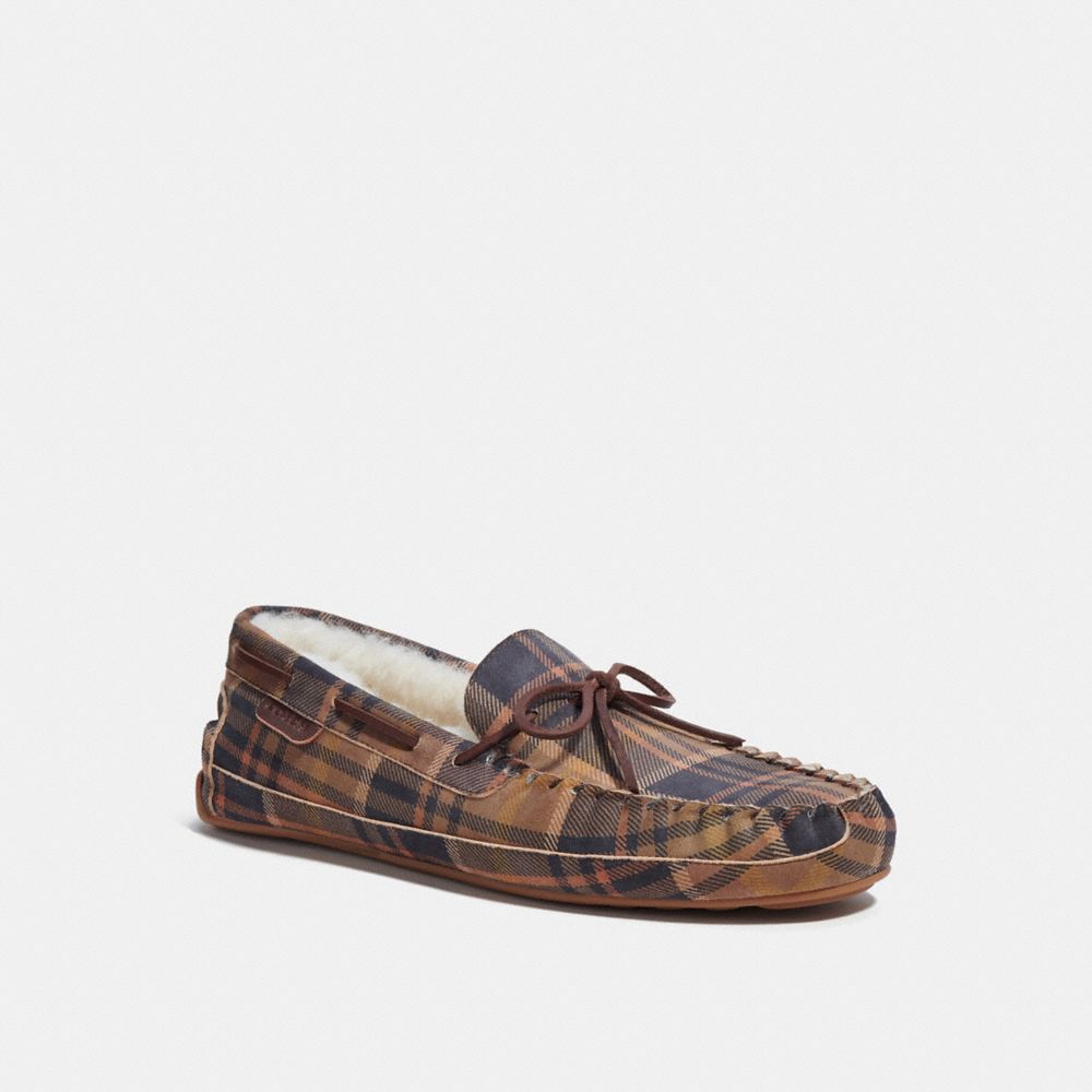 COACH®,PLAID SUEDE MOCCASIN,Dark Teak,Front View