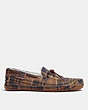 COACH®,PLAID SUEDE MOCCASIN,Suede,Dark Teak,Angle View