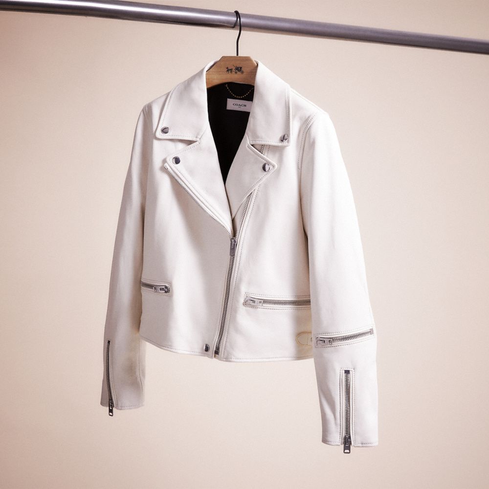 White short leather outlet jacket