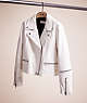 COACH®,RESTORED BIKER JACKET,Leather,White,Front View