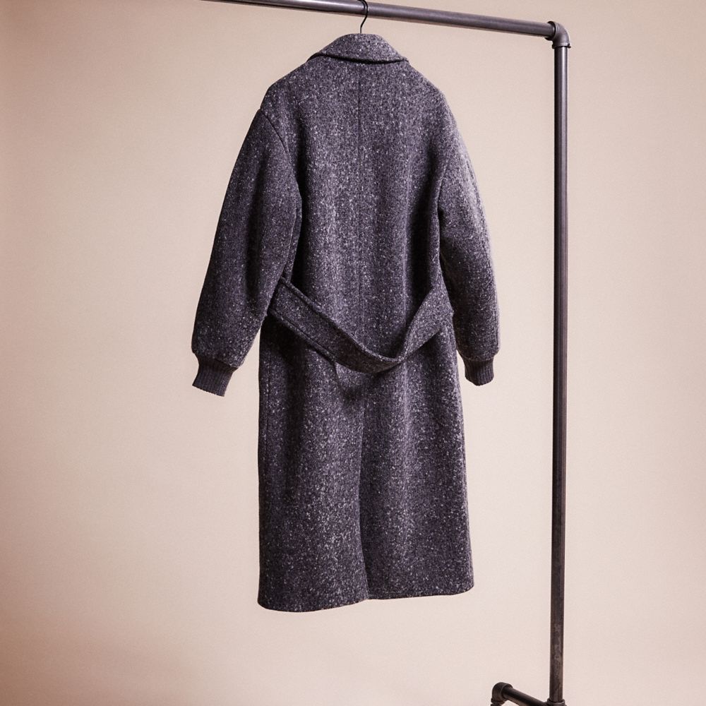 COACH®,Restored Overcoat,Cotton,Top Coat,No Embellishment,Casual,Gray,Back View