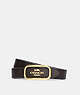COACH®,MORGAN RECTANGLE BUCKLE BELT, 25MM,Gold/Brown Black,Front View